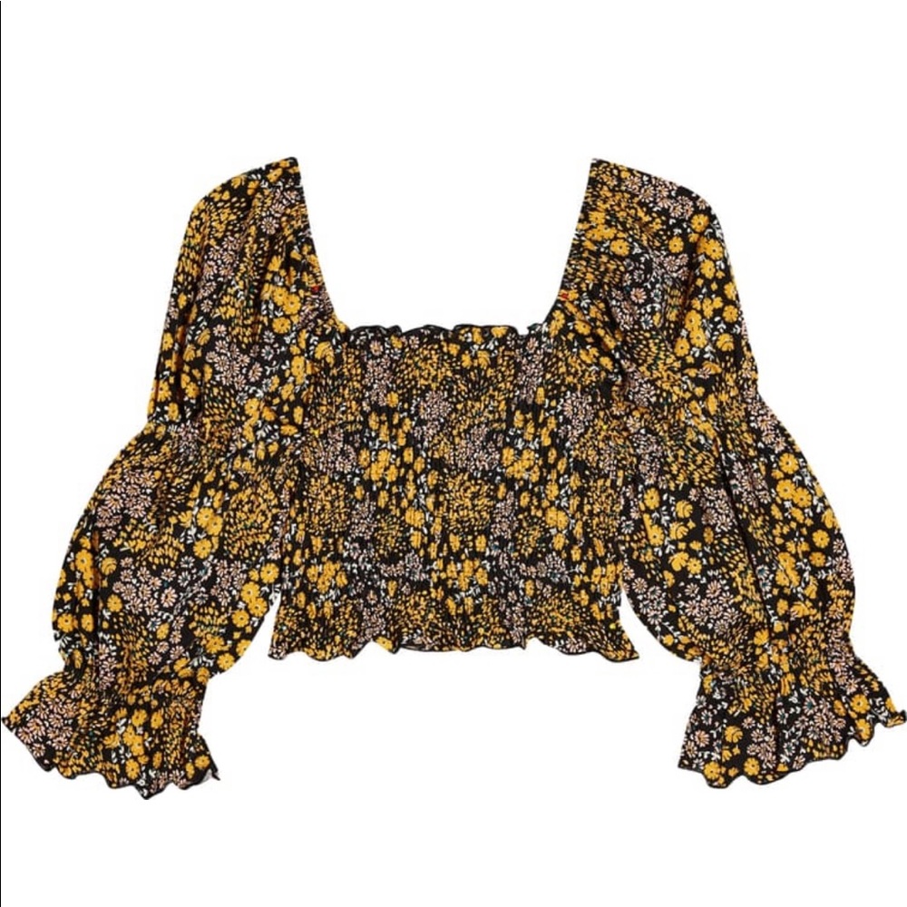 Topshop Floral Peasant Top